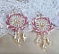 BO D&eacute;tente mont&eacute;es avec perles rondes, gouttes nacr&eacute;es, rocailles rose Antique et dormeuses en Argent 925