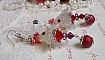 BO Tendre Rouge avec des Cristaux de Swarovski, des perles rondes facett&eacute;es et des crochets d'oreille en argent 925/1000