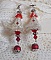 BO Tendre Rouge avec des Cristaux de Swarovski, des perles rondes facett&eacute;es et des crochets d'oreille en argent 925/1000