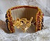 Bracelet Jaspe Rouge manchette brod&eacute; avec un cabochon Jaspe Rouge, des Cristaux de Swarovski et des rocailles