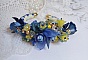 Bracelet Cara Royal Soleil brod&eacute; avec dentelle, sequins, fleurs peintes &agrave; la main, rondes et perles Cristal Swarovski