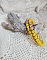 Bracelet Couronne Jaune Soleil mont&eacute; avec pierres de lave, perles cristal Swarovski, sequin Argent 925 et breloque
