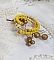 Bracelet Couronne Jaune Soleil mont&eacute; avec pierres de lave, perles cristal Swarovski, sequin Argent 925 et breloque