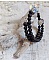Bracelet Couronne Noire avec pierres de lave, pendentifs cristal de Swarovski et perles tubes m&eacute;tal