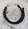 Bracelet Couronne Noire avec pierres de lave, pendentifs cristal de Swarovski et perles tubes m&eacute;tal