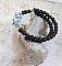 Bracelet Couronne Noire avec pierres de lave, pendentifs cristal de Swarovski et perles tubes m&eacute;tal