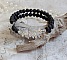 Bracelet Couronne Noire avec pierres de lave, pendentifs cristal de Swarovski et perles tubes m&eacute;tal