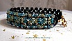 Bracelet artisanal en cristaux Swarovski noirs et bleus scintillants.