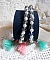 Bracelets Cristalline Eclat avec doubles bracelets aux perles Stardust Argent&eacute;es effet paillet&eacute;, perles rondes facett&eacute;es en verre et pompons couleur Rose et Menthe pour un style contemporain