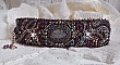Bracelet manchette artisanal en jaspe Picasso et perles brodées.