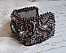 Bracelet manchette artisanal en perles et jaspe Picasso.