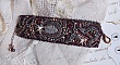 Bracelet manchette artisanal en jaspe Picasso et perles brodées.