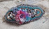 Bracelet manchette Mademoiselle Bluse Haute-Couture brod&eacute; avec des Cristaux de Swarovski, des fleurs en verre de boh&egrave;me, de l'Argent 925/1000, de la dentelle  et des rocailles