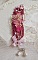 Bracelet Magnolia avec une dentelle bordeaux brod&eacute;e avec des perles nacr&eacute;es et fleurs
