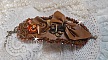 Bracelet manchette Amber Romance brod&eacute; avec du cuir vachette tr&egrave;s souple, des perles semi-pr&eacute;cieuses comme la Citrine, l' Agate et des rocailles