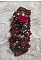 Bracelet manchette Belle H&eacute;l&egrave;ne pour une mode vintage avec des fleurs en tissu mis en forme avec rocailles Dark Bronze, bugles et mini-goutte en verre, facettes, calcite, perles et cristaux