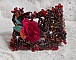 Bracelet manchette Belle H&eacute;l&egrave;ne pour une mode vintage avec des fleurs en tissu mis en forme avec rocailles Dark Bronze, bugles et mini-goutte en verre, facettes, calcite, perles et cristaux