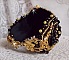 Bracelet Cl&eacute;op&acirc;tra manchette Haute-Couture brod&eacute; avec onyx noir, Cristaux de Swarovski et rocailles verres