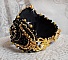 Bracelet Cl&eacute;op&acirc;tra manchette Haute-Couture brod&eacute; avec onyx noir, Cristaux de Swarovski et rocailles verres
