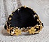 Bracelet Cl&eacute;op&acirc;tra manchette Haute-Couture brod&eacute; avec onyx noir, Cristaux de Swarovski et rocailles verres
