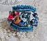 Bracelet manchette style Far West en jean, perles et gemmes.