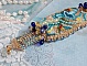 Bracelet Papillon Or Bleu brod&eacute; avec des Cristaux de Swarovski; des gouttes lisses, des facettes, des rocailles et un fermoir en Gold Filled 14 carats