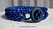 Bracelet Bleu Nuit avec des perles nacr&eacute;es en verre et des facettes