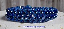 Bracelet Bleu Nuit avec des perles nacr&eacute;es en verre et des facettes
