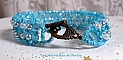 Bracelet en perles C&eacute;leste avec des facettes et des perles nacr&eacute;es en verre