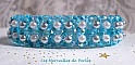 Bracelet en perles C&eacute;leste avec des facettes et des perles nacr&eacute;es en verre