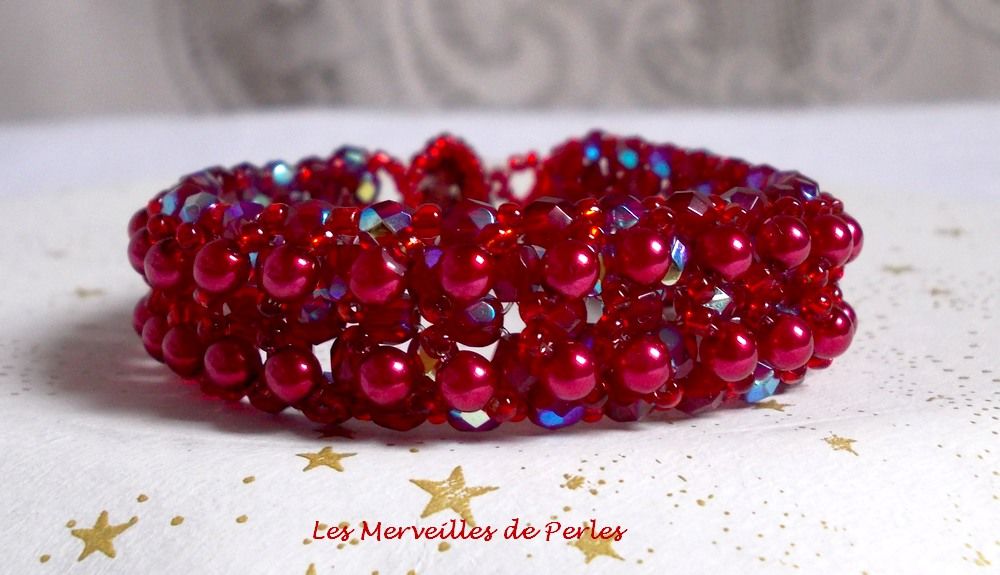 Bracelet en perles Myrella avec des facettes et perles nacr&eacute;es