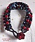 Bracelet en perles Velours Noir et Rouge avec des facettes et des perles nacr&eacute;es en verre