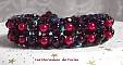 Bracelet en perles Velours Noir et Rouge avec des facettes et des perles nacr&eacute;es en verre
