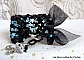 Bracelet Prestige avec des facettes noires et bleu et un ruban organza