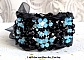 Bracelet Prestige avec des facettes noires et bleu et un ruban organza