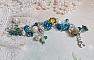 Bracelet Regard Scintillant avec fleurs frosted, clochettes verres, rondes r&eacute;sines, breloques et perles Cristal Swarovski