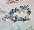 Bracelet Regard Scintillant avec fleurs frosted, clochettes verres, rondes r&eacute;sines, breloques et perles Cristal Swarovski