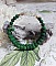 Bracelet bohème en pierres de lave vert émeraude et cristal.