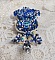 Broche Blue Palace Haute-Couture brod&eacute;e avec des Cristaux de Swarovski, des perles rondes nacr&eacute;es, des facettes en verre de boh&egrave;me et des rocailles