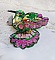 Broche colibri brodée de sequins et perles colorées.