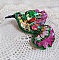 Broche colibri brodée en sequins et cristaux Swarovski colorés.