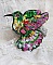 Broche colibri brodée de sequins et perles Swarovski colorées.