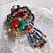 Broche Mia Haute-Couture brod&eacute;e avec des Cristaux de Swarovski, un cabochon vintage des ann&eacute;es 1960, des fleurs Lucite, des perles rondes nacr&eacute;es et des rocailles, 