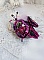 Broche insecte brodée rose fuchsia et noir perlée.