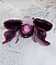 Broche insecte brodée rose fuchsia et noir perlée.