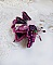 Broche insecte brodée rose fuchsia et noir perlée.