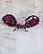 Broche insecte brodée rose fuchsia et noir perlée artisanale.