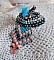 Broche Na&iuml;ade brod&eacute;e avec des perles de gemmes : le Turquoise Hudei et les perles rondes Corail Light, chatons, facettes, gouttes plates en verre de boh&egrave;me, rocailles, support de broche et cuir  