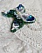 Broche Papillon Clair de Lune Lune brod&eacute;e avec des cristaux, sequins et rocailles