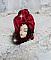Broche Rouge et Noir brod&eacute;e avec un ruban de soie de couleur Rouge Fonc&eacute; &agrave; laquelle s&rsquo;ajoute des toupies Siam AB , perles rondes facett&eacute;es aplaties Antique Noires et goutte sur un support Dor&eacute;